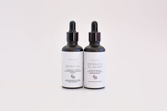 Manna and Me natural Beard Oil amber glass bottle with dropper, soothing anti-itch conditioning treatment for men.