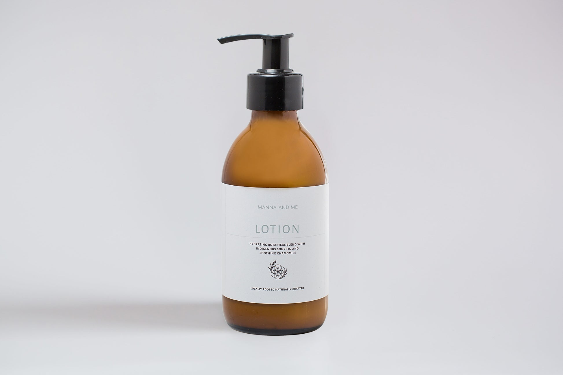 Manna and Me gentle daily Body Lotion bottle for soothing dry, sensitive, and reactive skin.