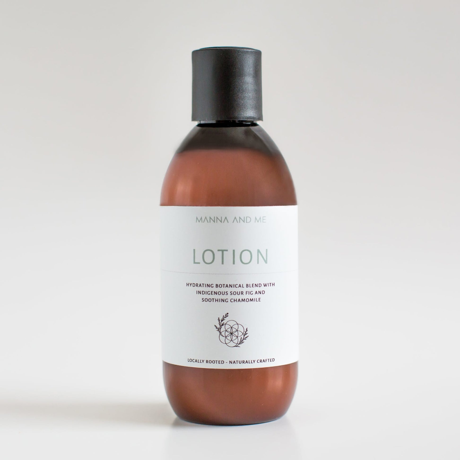 Manna and Me gentle daily Body Lotion bottle for soothing dry, sensitive, and reactive skin.